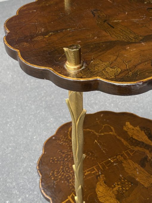 1950/70 ′ Maison Baguès Pedestal Table Palm Tree Decor in Gilt Bronze With Chinese Lacquer Trays Diameter 34.5 H 58 CM - Image 6