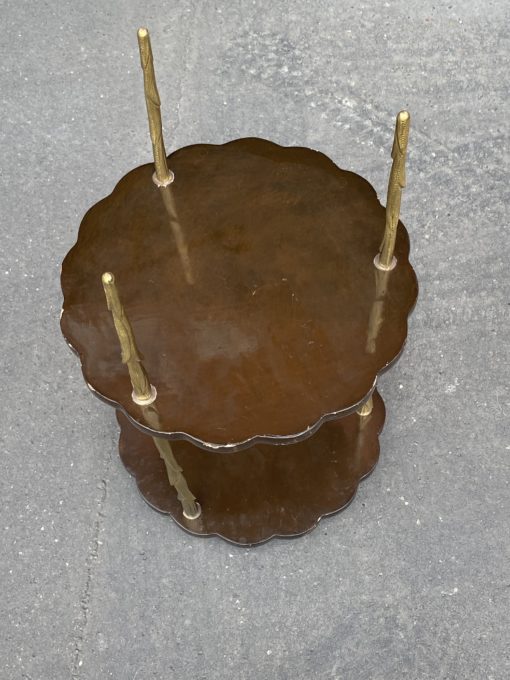 1950/70 ′ Maison Baguès Pedestal Table Palm Tree Decor in Gilt Bronze With Chinese Lacquer Trays Diameter 34.5 H 58 CM - Image 5