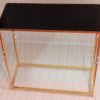 1970' Console Bronze Doré Plateau Opaline Noire 70 X 30 X H 70 cm