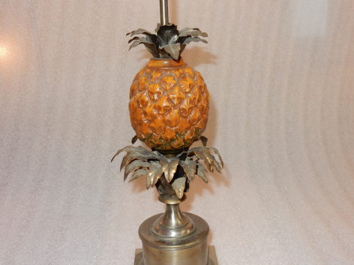 1950/70 Lampe à l’Ananas en Bronze Argenté, Abat-jour en Métal, Signée Charles, Made In France – Image 4