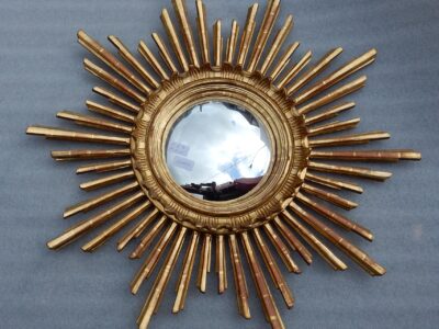 1950/70 ‘Convex Sun Mirror, Golden Wood - Diameter 68
