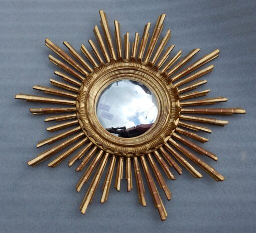 1950/70 ‘Convex Sun Mirror, Golden Wood - Diameter 68