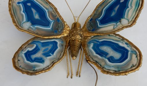 1970′ Applique Papillon Duval Brasseur Ou Isabelle Faure Avec Ailes En Agates Bleues 39 X H 39 CM – Image 13
