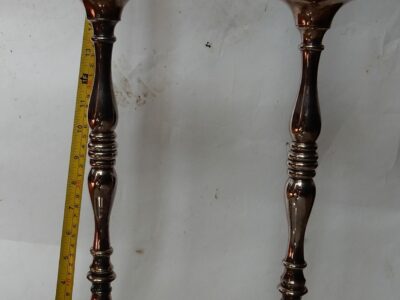 1900/1920 'Pair of Tripod Candlesticks in Silver Bronze Signed A.Mourier H 50 X  14X 14 cm
