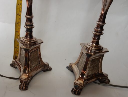 1900/1920 'Pair of Tripod Candlesticks in Silver Bronze Signed A.Mourier H 50 X  14X 14 cm - Image 5