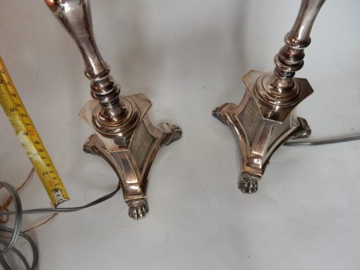 1900/1920 'Pair of Tripod Candlesticks in Silver Bronze Signed A.Mourier H 50 X  14X 14 cm - Image 4