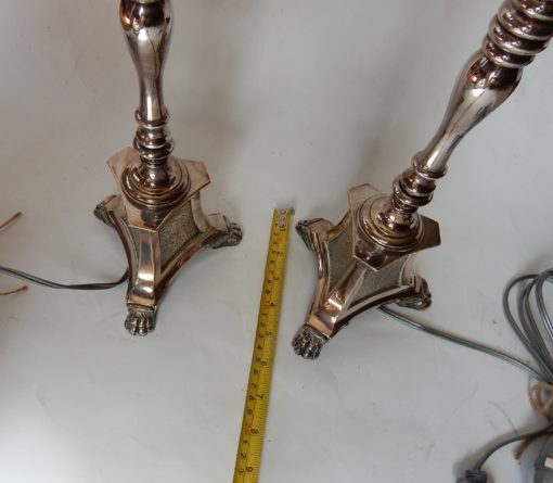 1900/1920 'Pair of Tripod Candlesticks in Silver Bronze Signed A.Mourier H 50 X  14X 14 cm - Image 3