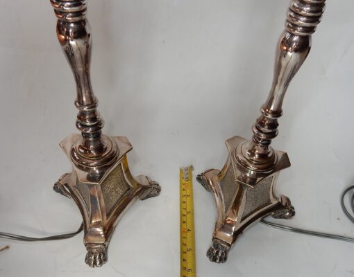 1900/1920 'Pair of Tripod Candlesticks in Silver Bronze Signed A.Mourier H 50 X  14X 14 cm - Image 13