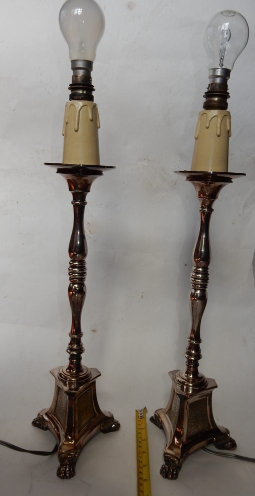 1900/1920 'Pair of Tripod Candlesticks in Silver Bronze Signed A.Mourier H 50 X  14X 14 cm - Image 12