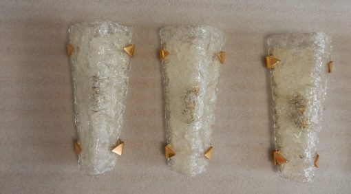 1950/70 ′ Series of 4 DLG Murano Granite Glass Sconces With Golden Brass Claws Attributed To Maison Arlus - Image 4