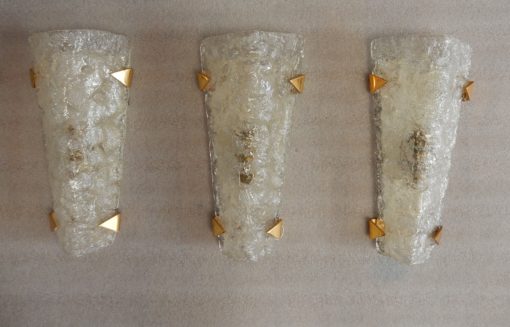 1950/70 ′ Series of 4 DLG Murano Granite Glass Sconces With Golden Brass Claws Attributed To Maison Arlus - Image 5