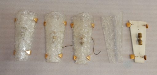 1950/70 ′ Series of 4 DLG Murano Granite Glass Sconces With Golden Brass Claws Attributed To Maison Arlus - Image 10