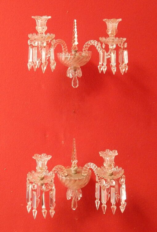 1950' Paire d'Appliques Au Poignard Baccarat Modèle Tors