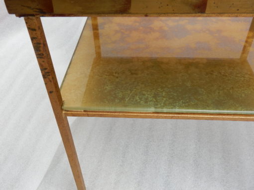 1950/70 ′ Pair Of Tables Or Ends Of Sofas Style Maison Ramsay In Golden Iron Trays Red Chinese Lacquer Landscape And Pagoda Decor - Image 6