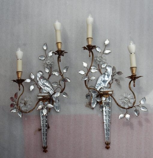 1970 'Pair Of Wall Lights With Parakeet Placed On A Sheath, Maison Bagués - Image 10