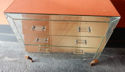 1940/50 ′ Art Deco Vintage Mirror Dresser 3 Drawers 6 Glass Handles 93 X 41 x cm - Image 3