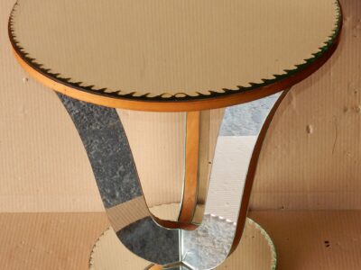 1950' Guéridon Miroir Tripode Art Déco Diamètre 50 cm