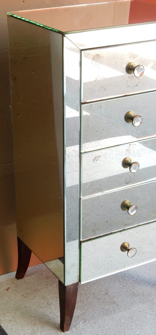1940/50 ′ Art Deco Vintage Mirror Cabinet 5 Drawers 6 Glass Handles 50 X 39 cm - Image 5