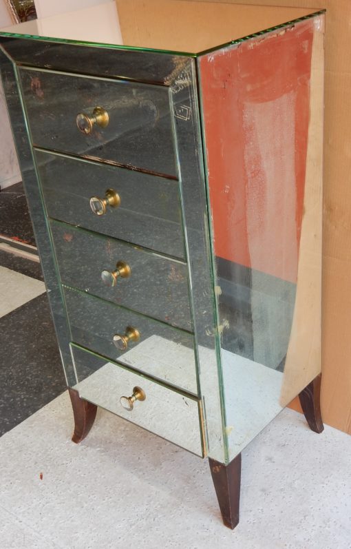 1940/50 ′ Art Deco Vintage Mirror Cabinet 5 Drawers 6 Glass Handles 50 X 39 cm - Image 4