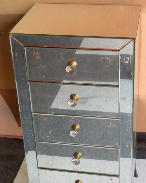 1940/50 ′ Art Deco Vintage Mirror Cabinet 5 Drawers 6 Glass Handles 50 X 39 cm - Image 3