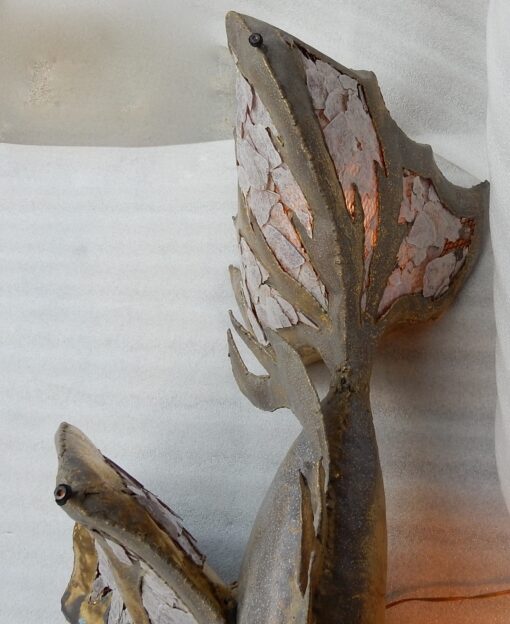 1970′Table Basse Poisson Éclairante En Laiton Avec Mika Violet Style Duval Brasseur, Faure, Fernandez – Image 14