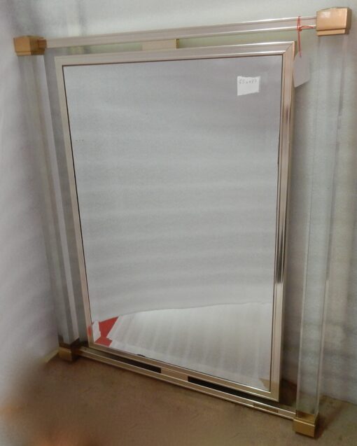 1970 'Mirror Signed Pierre Vandel Lucite and Golden Metal 65 x 77 cm