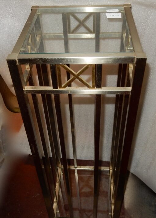 1970/80 Golden And Chrome Metal Bolster 33 x 33 x H 101 cm - Image 6