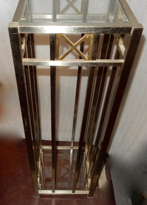 1970/80 Golden And Chrome Metal Bolster 33 x 33 x H 101 cm - Image 5