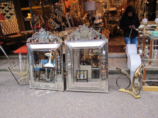 1950 'Pair of Venetian Mirrors with Floral Decor and Pediment - 130 x 82 cm - Image 5