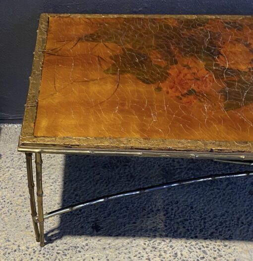 1970' Table Basse Double Piétement Bronze Modèle Bambou Maison Baguès Laque De Chine  168 x 55x H 38 cm – Image 18