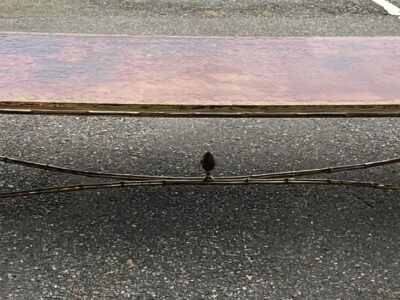 1970 'Coffee Table Double Bronze Base Bamboo Model Maison Baguès Chinese Lacquer 168 x 55x H 38 cm