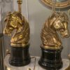 1950/70 Pair Of Gilt Bronze And Marble Lamps With Horse Head - Image 2