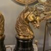 1950/70 Pair Of Gilt Bronze And Marble Lamps With Horse Head - Image 4