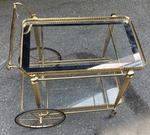 1970′  Bar Roulant en Bronze et Laiton Doré Maison Baguès