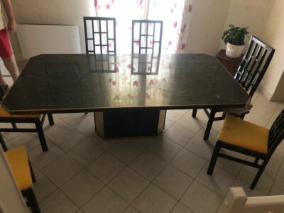 1970′ Jean Claude Mahey Pour Paco Rabanne Table Salle à Manger 220 X 112 cm Marbre Portor