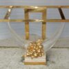 1970 ′ Gilt Bronze Console, Lucite And Travertine With Horns Of Plenty By Claude Dalle For Romeo 140 X 53 X H 85 cm - Image 13