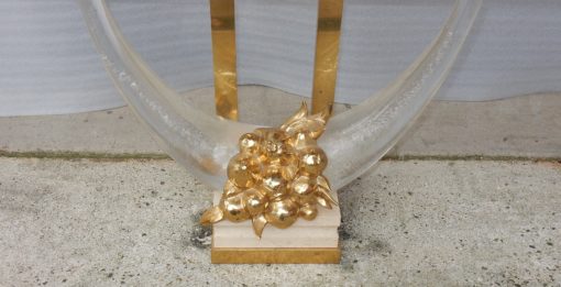 1970 ′ Gilt Bronze Console, Lucite And Travertine With Horns Of Plenty By Claude Dalle For Romeo 140 X 53 X H 85 cm - Image 12