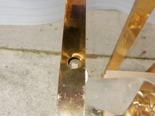 1970 ′ Gilt Bronze Console, Lucite And Travertine With Horns Of Plenty By Claude Dalle For Romeo 140 X 53 X H 85 cm - Image 10