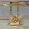 1970 ′ Gilt Bronze Console, Lucite And Travertine With Horns Of Plenty By Claude Dalle For Romeo 140 X 53 X H 85 cm - Image 9