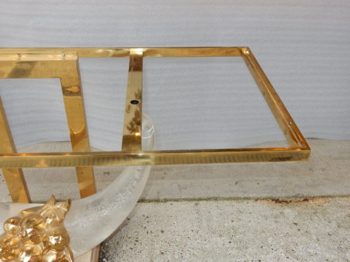 1970 ′ Gilt Bronze Console, Lucite And Travertine With Horns Of Plenty By Claude Dalle For Romeo 140 X 53 X H 85 cm - Image 7