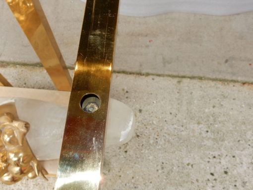 1970 ′ Gilt Bronze Console, Lucite And Travertine With Horns Of Plenty By Claude Dalle For Romeo 140 X 53 X H 85 cm - Image 6