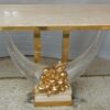 1970 ′ Gilt Bronze Console, Lucite And Travertine With Horns Of Plenty By Claude Dalle For Romeo 140 X 53 X H 85 cm - Image 5