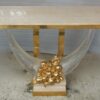 1970 ′ Gilt Bronze Console, Lucite And Travertine With Horns Of Plenty By Claude Dalle For Romeo 140 X 53 X H 85 cm