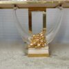 1970 ′ Gilt Bronze Console, Lucite And Travertine With Horns Of Plenty By Claude Dalle For Romeo 140 X 53 X H 85 cm - Image 3