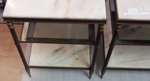 1950/70 ′ Pair Of Brass Sofa Ends On 3 Levels Maison Jansen Onyx Trays - Image 3