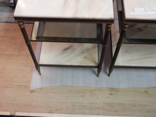 1950/70 ′ Pair Of Brass Sofa Ends On 3 Levels Maison Jansen Onyx Trays - Image 9