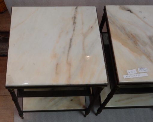 1950/70 ′ Pair Of Brass Sofa Ends On 3 Levels Maison Jansen Onyx Trays - Image 4