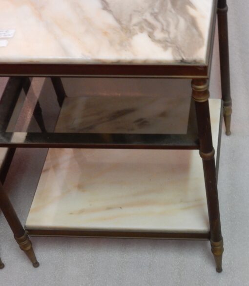 1950/70 ′ Pair Of Brass Sofa Ends On 3 Levels Maison Jansen Onyx Trays - Image 7