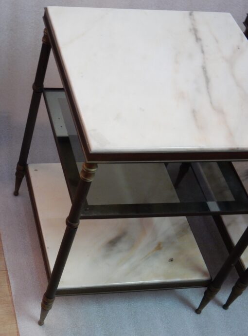 1950/70 ′ Pair Of Brass Sofa Ends On 3 Levels Maison Jansen Onyx Trays - Image 8