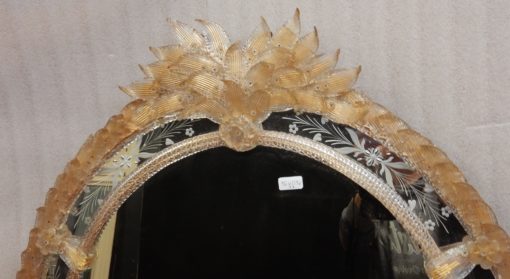 1970/80' Mirror Murano Véronèse Cristal and Gold inclusion 135 H  X 96 cm - Image 21